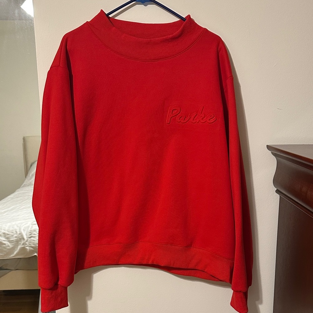 Parke Red Mock Neck Sweatshirt L/XL